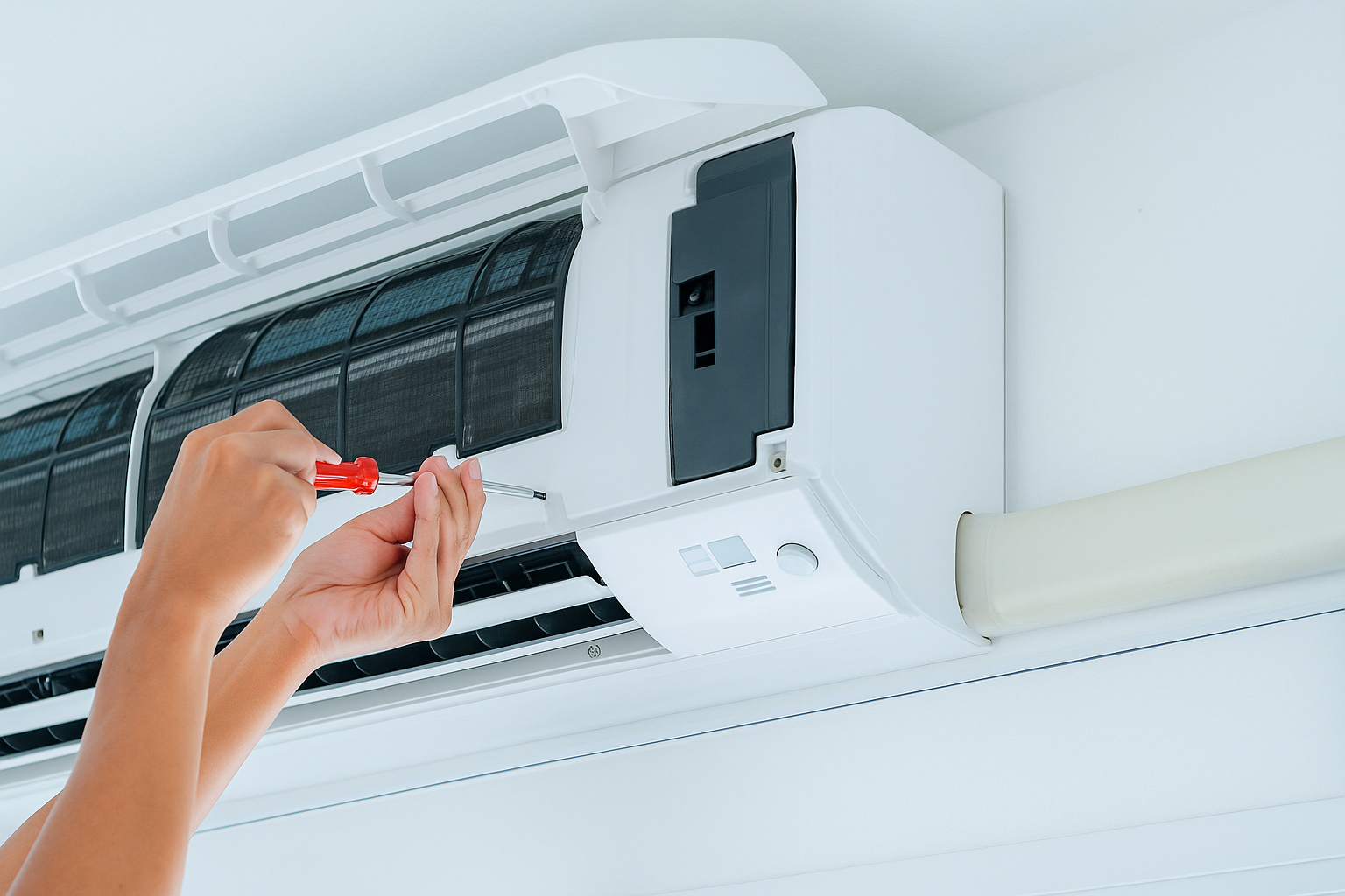 Technician installing AC